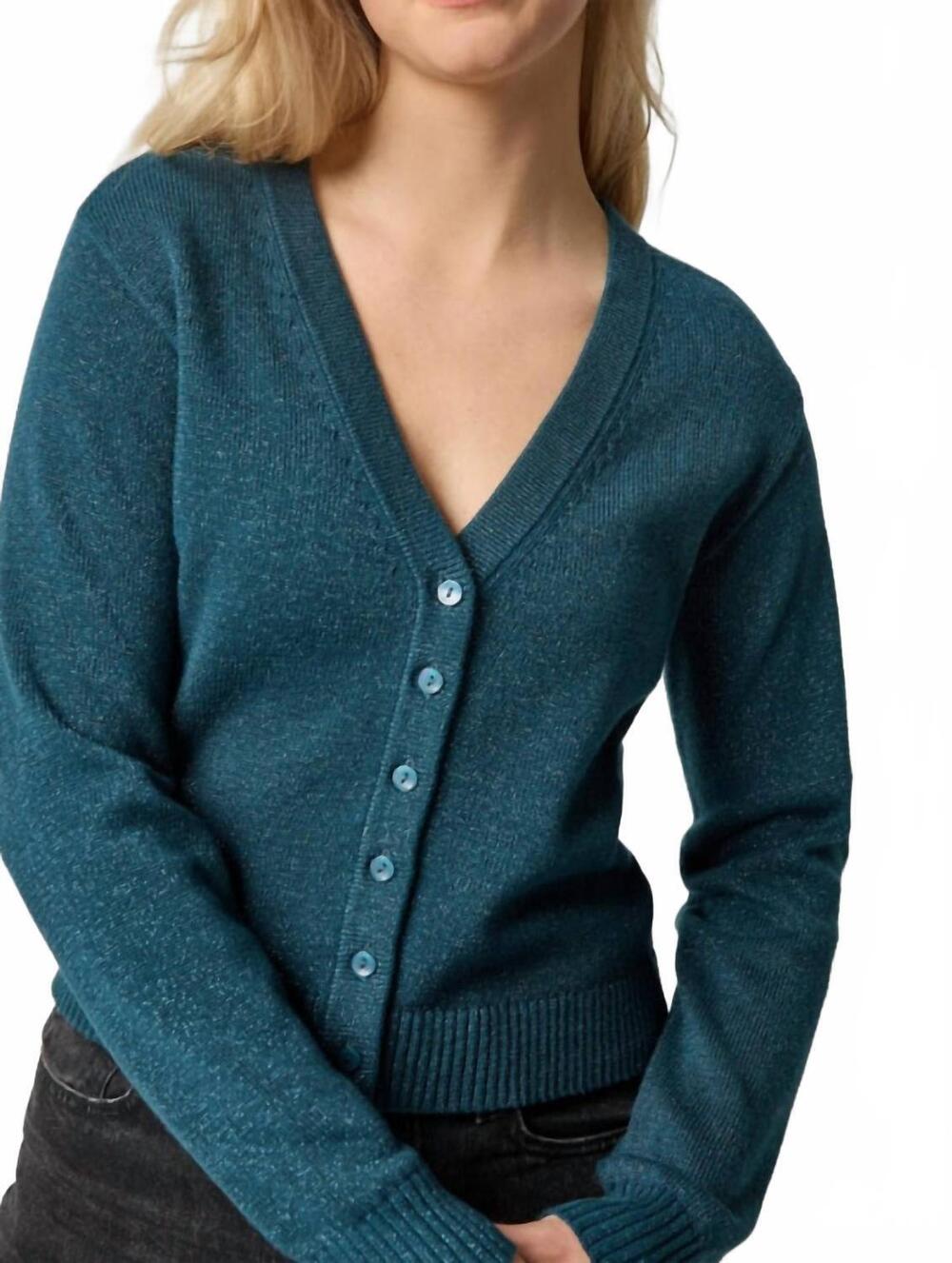 NEW LILLA P v-neck cardigan in deep sea sparkle